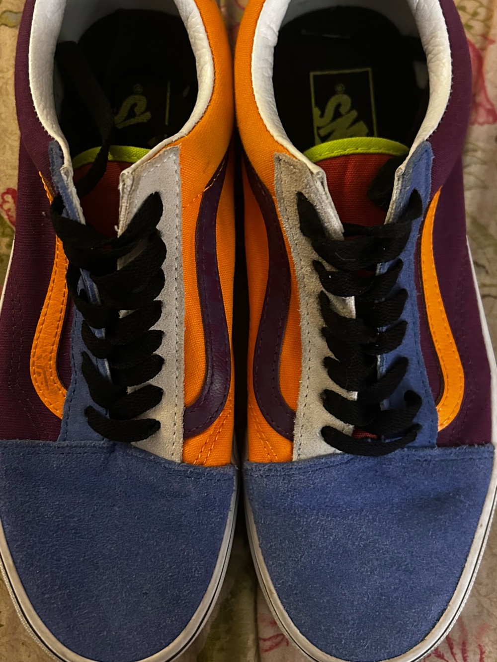Vans Old Skool Colorblock Sneakers Blue Purple Orange NWOB Women’s 9 Men 7.5